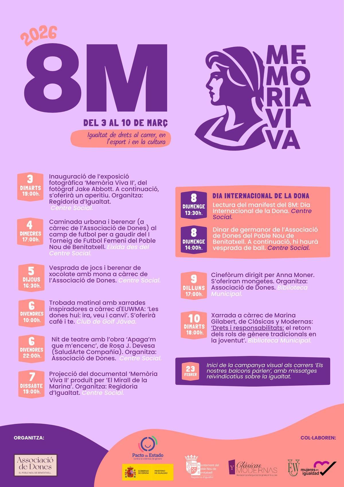 La programación del 8M en el Poble Nou de Benitatxell