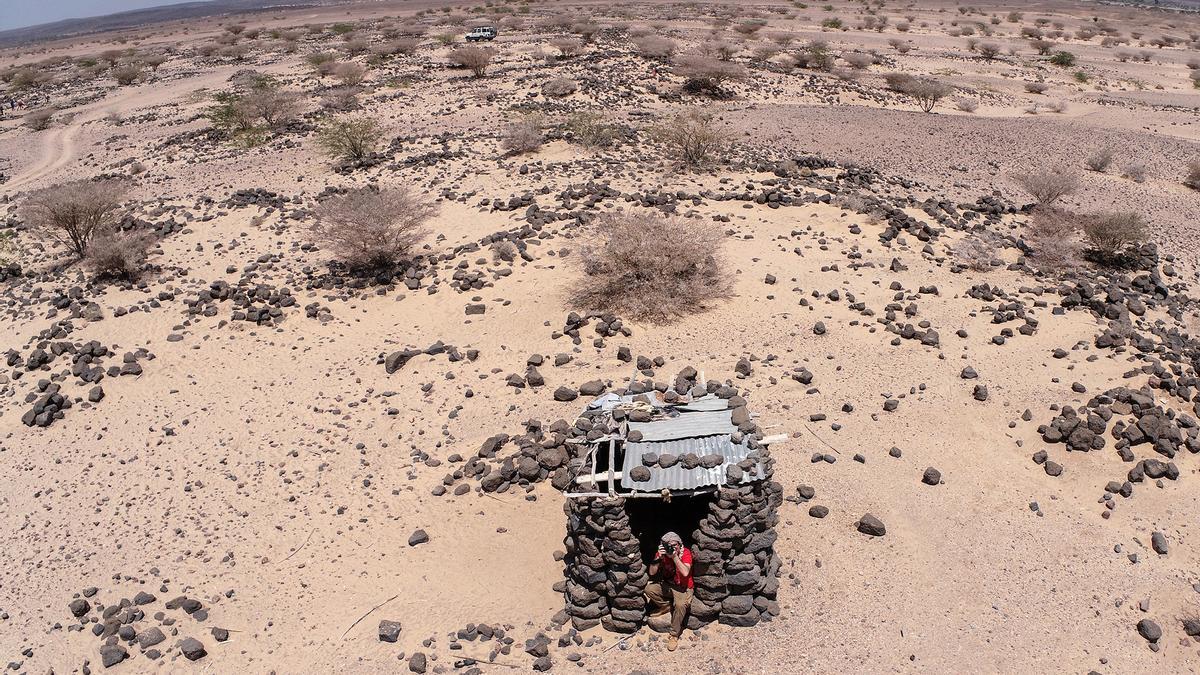 Foto tomada con un dron por Manuel Franco, topógrafo del equipo ar-queológico, en el yacimiento de Handoga, ciudad medieval en Yibuti, en marzo de 2022.