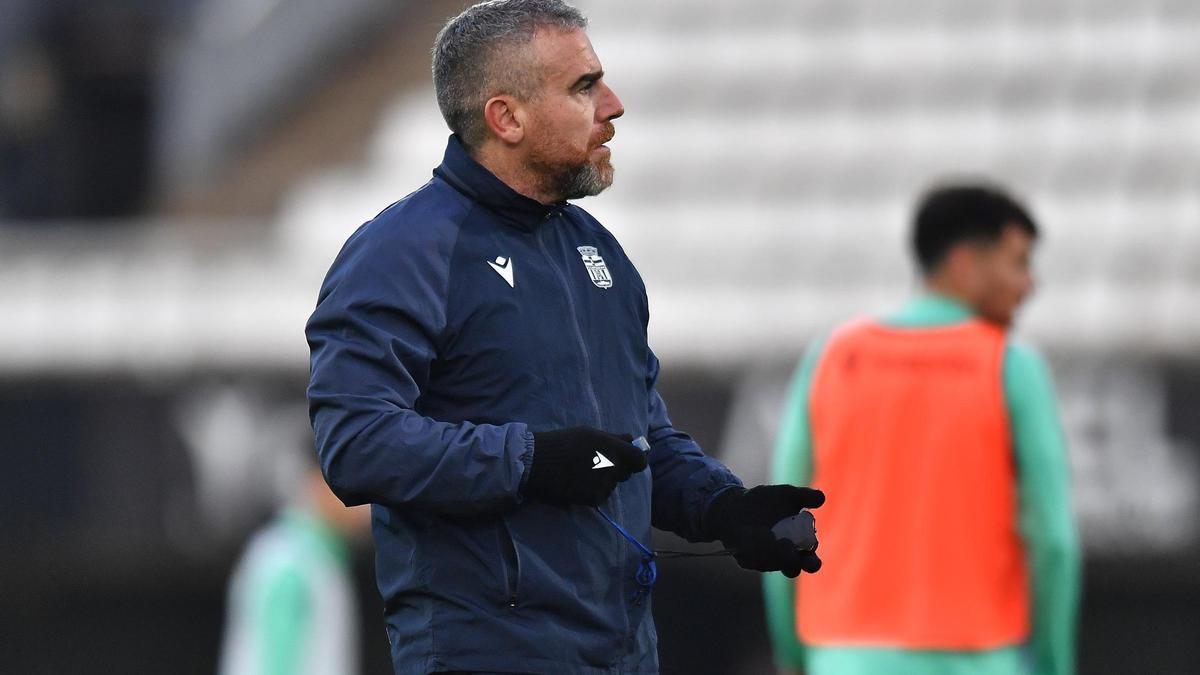 Javi Rey, durante un entrenamiento de esta semana