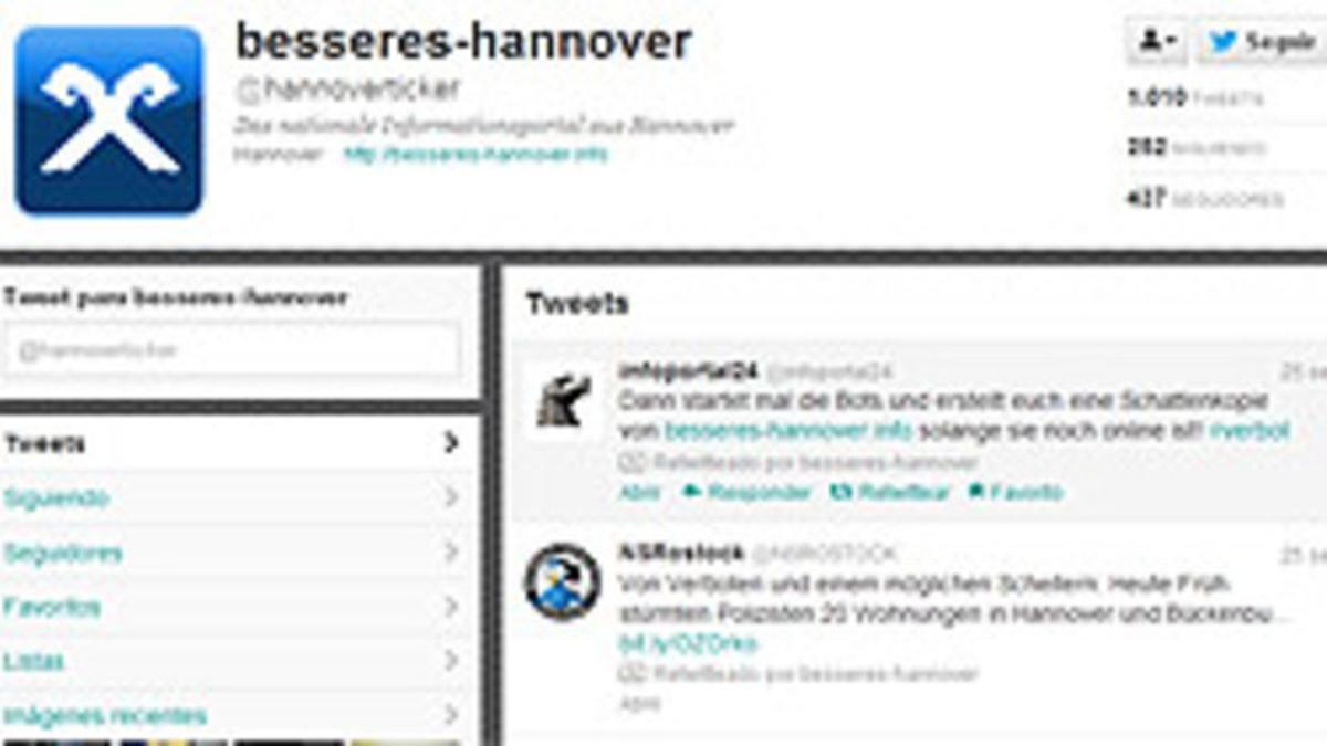 Cuenta en Twitter del grupo neonazi Besseres Hannover.