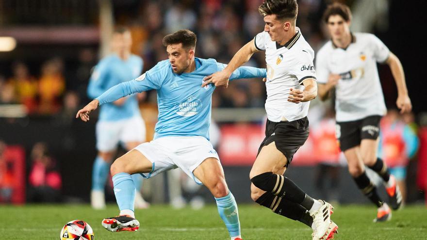 Beltrán, durante el partido en Mestalla de esta temporada.