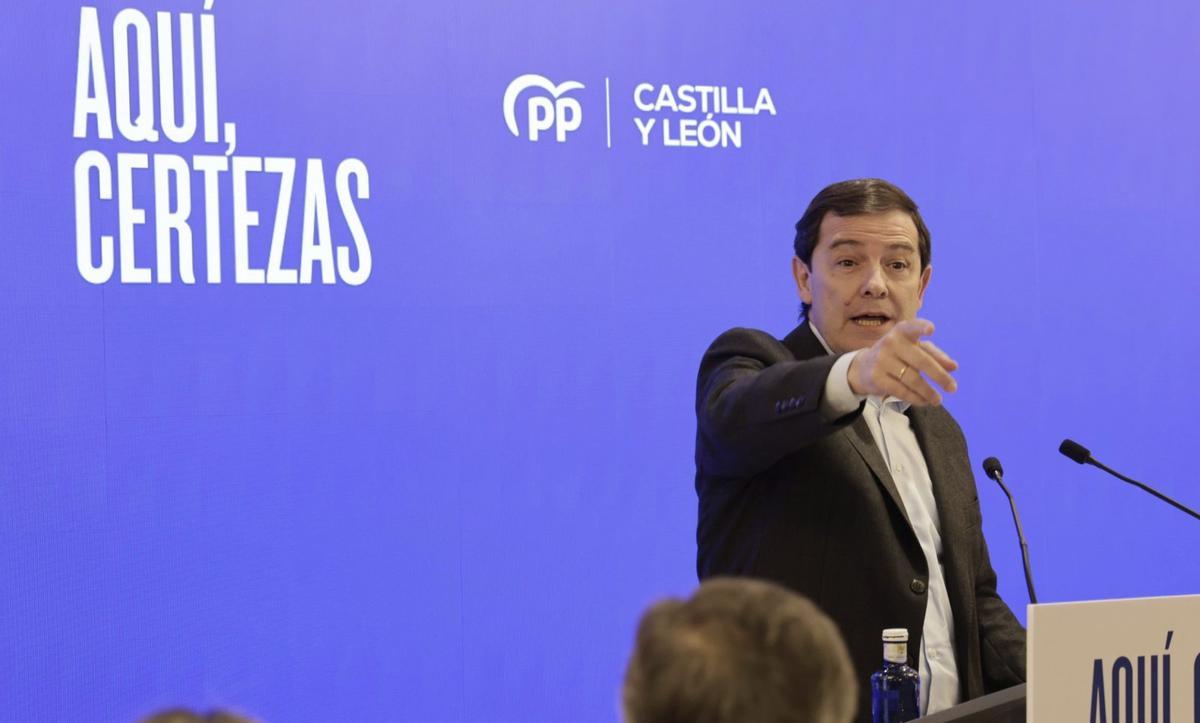 Alfonso Fernández Mañueco durante el acto de inicio de campaña celebrado ayer en Salamanca. | DAVID ARRANZ