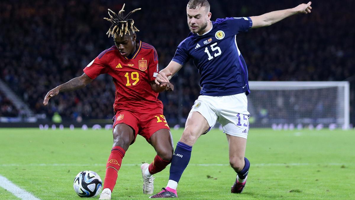 Nico Williams, en el partido ante Escocia