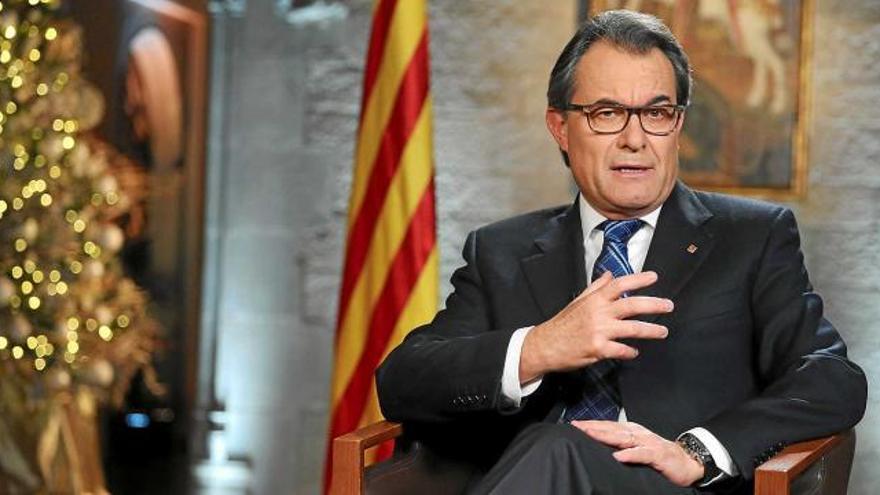 El President de la Generalitat en funcions, Artur Mas, ahir durant el tradicional discurs de Cap d&#039;Any