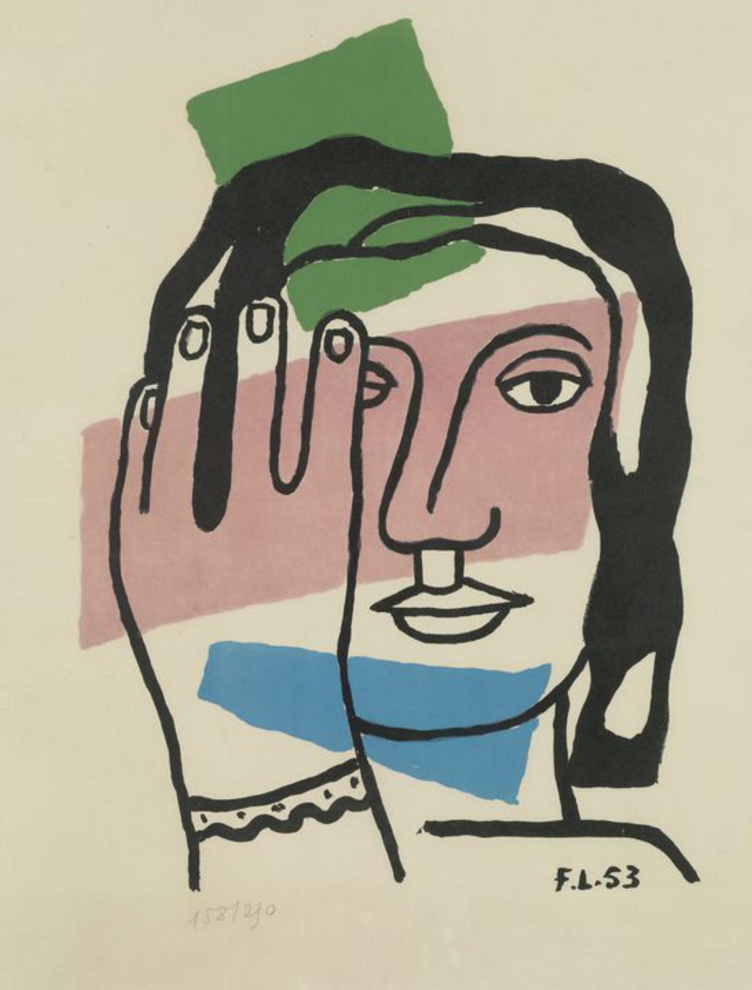 Litografía. “Tête de femme”, de Fernand Leger. 