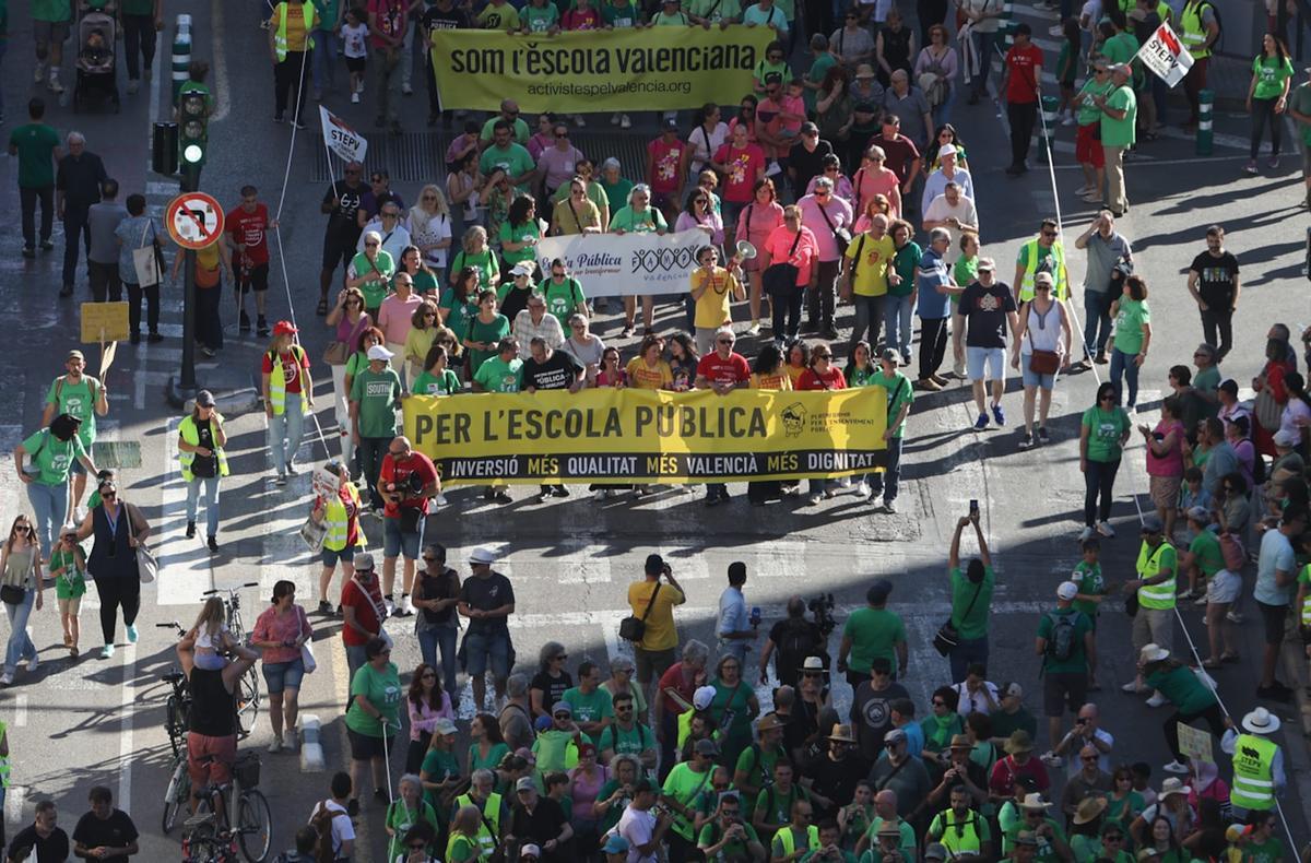 Imagen aérea de la manifestación educativa