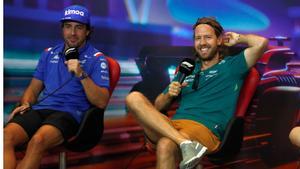 Alonso y Vettel, en una rueda de prensa