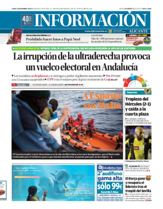 Estas han sido las portadas más destacadas de INFORMACIÓN en 2018