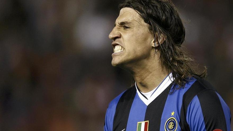 Hernan Crespo en Mestalla en su etapa como jugador del Inter de Milan.