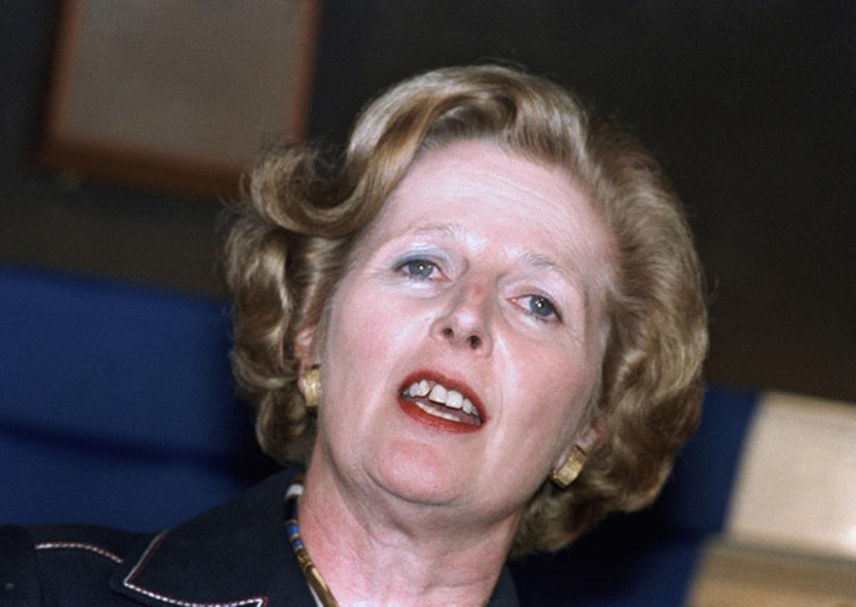 Margaret Thatcher, durant un acte electoral a Londres, l’abril de 1982. Margaret Thatcher, durant un acte electoral a Londres, l’abril de 1982.