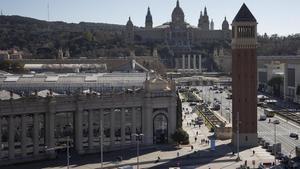 El Palacio de comunicaciones y Transportes de la Fira de Barcelona.