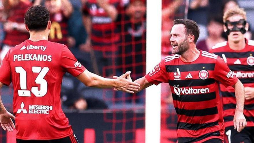 Juan Mata celebra su primer gol con el Sydney Wanderers. | WESTERN SYDNEY WANDERERS