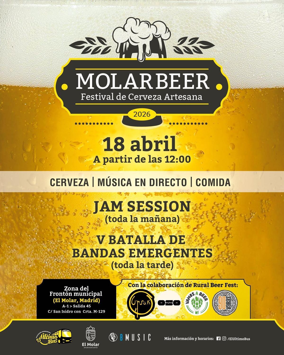 Cartel de la primera edición de la feria de la cerveza 'MolarBeer' que se desarrolla este sábado 18 de abril