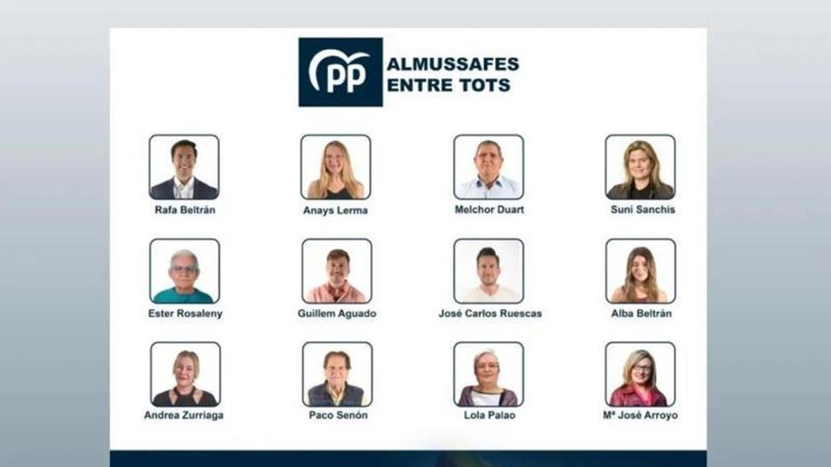 Integrantes de la candidatura del PP de Almussafes.
