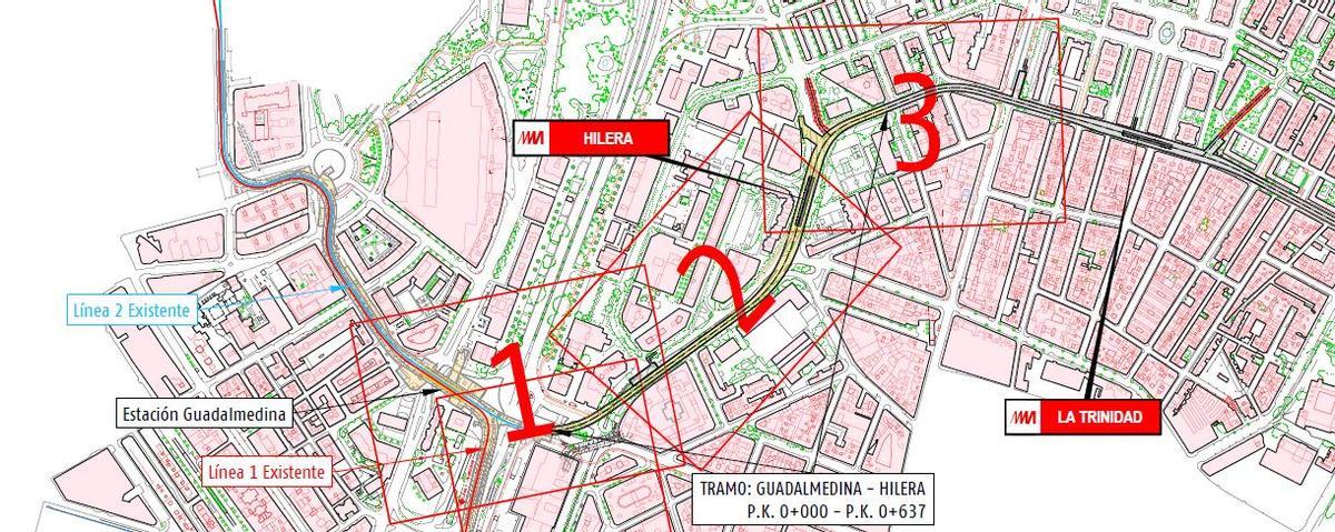 Así será el trazado del primer tramo de la línea del metro de Málaga hasta el Hospital Civil