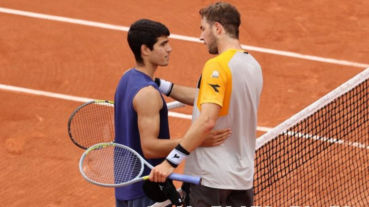 Alcaraz y Struff en uno de sus dos precedentes, en Roland Garros.
