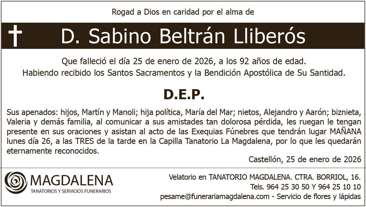 D. Sabino Beltrán Lliberós