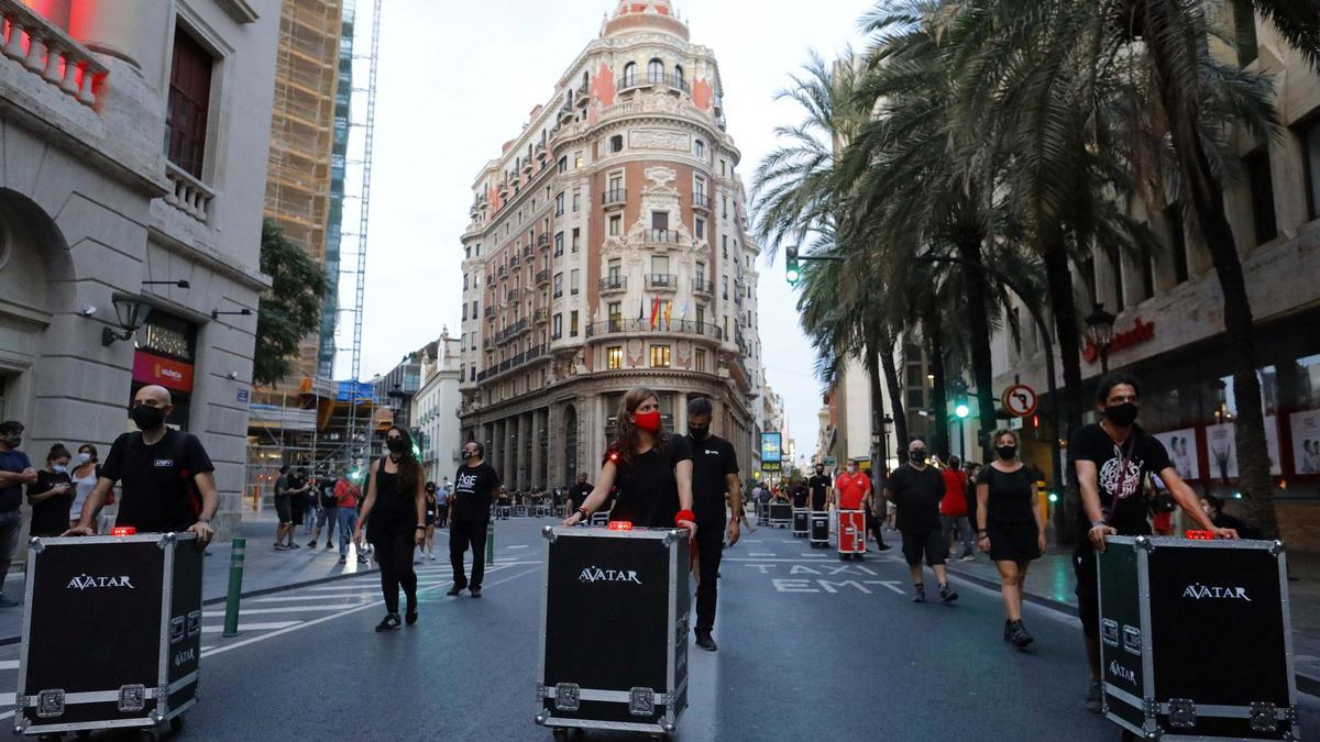 La protesta de la industria musical valenciana, 'Alerta roja'.