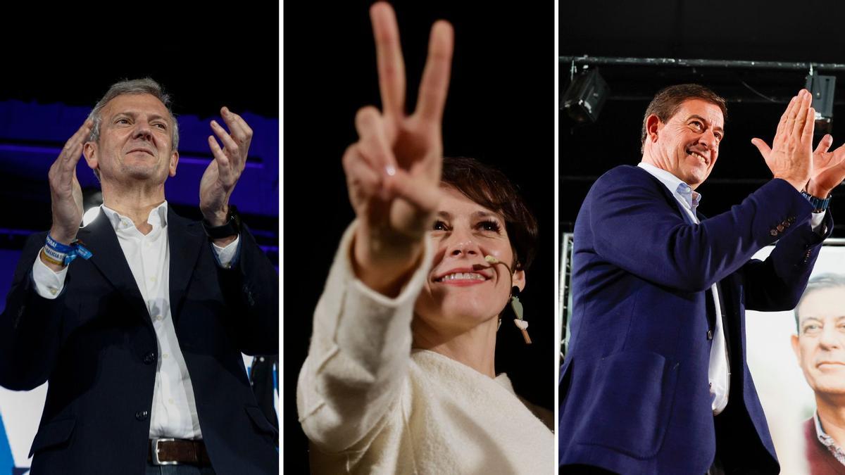 Los líderes de los tres partidos con representación en el Parlamento de Galicia durante la campaña de las elecciones gallegas