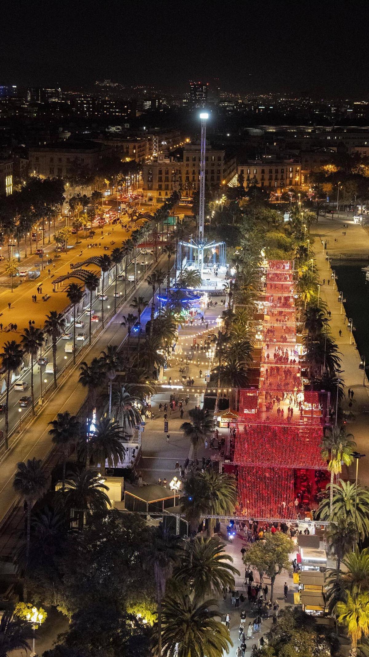 Encendido de la iluminación de Navidad en el puerto de Barcelona