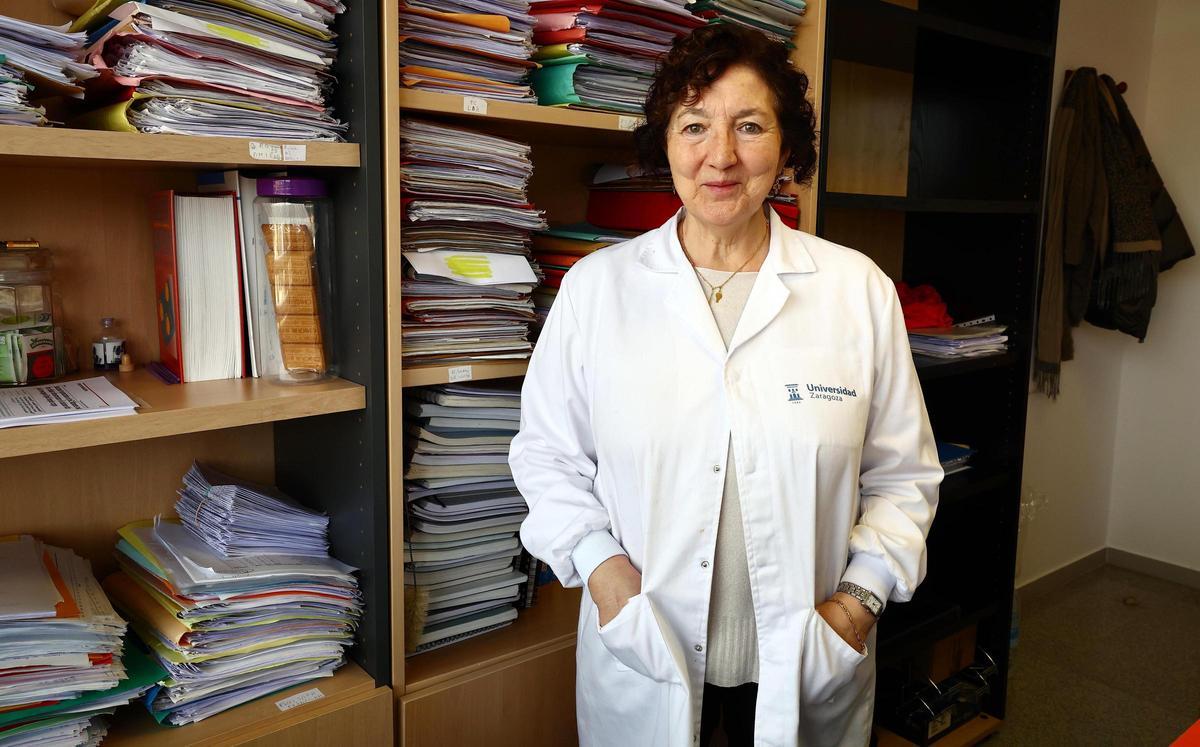 Pilar Lamata, profesora de la Universidad de Zaragoza que se jubilará este curso, en su despacho.