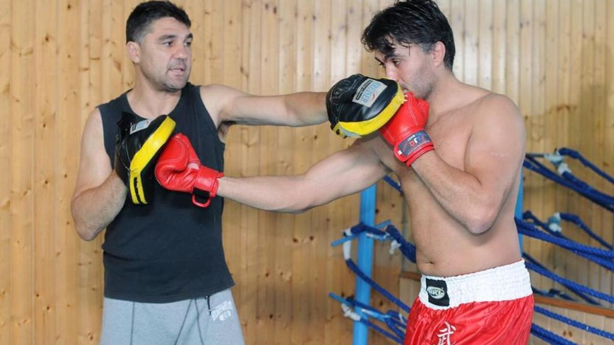 Simón, justo antes de su accidente, con el también deportista Alfonso Valcárcel Gil.