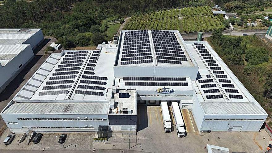 Panorámica de la planta solar de Mascato en Salvaterra.