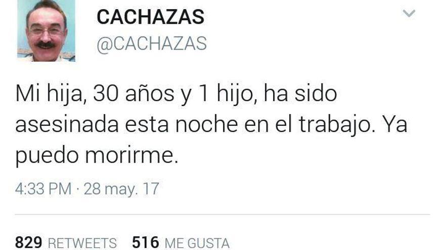 Mensaje en Twitter del padre de la mujer asesinada en Murcia. // FdV