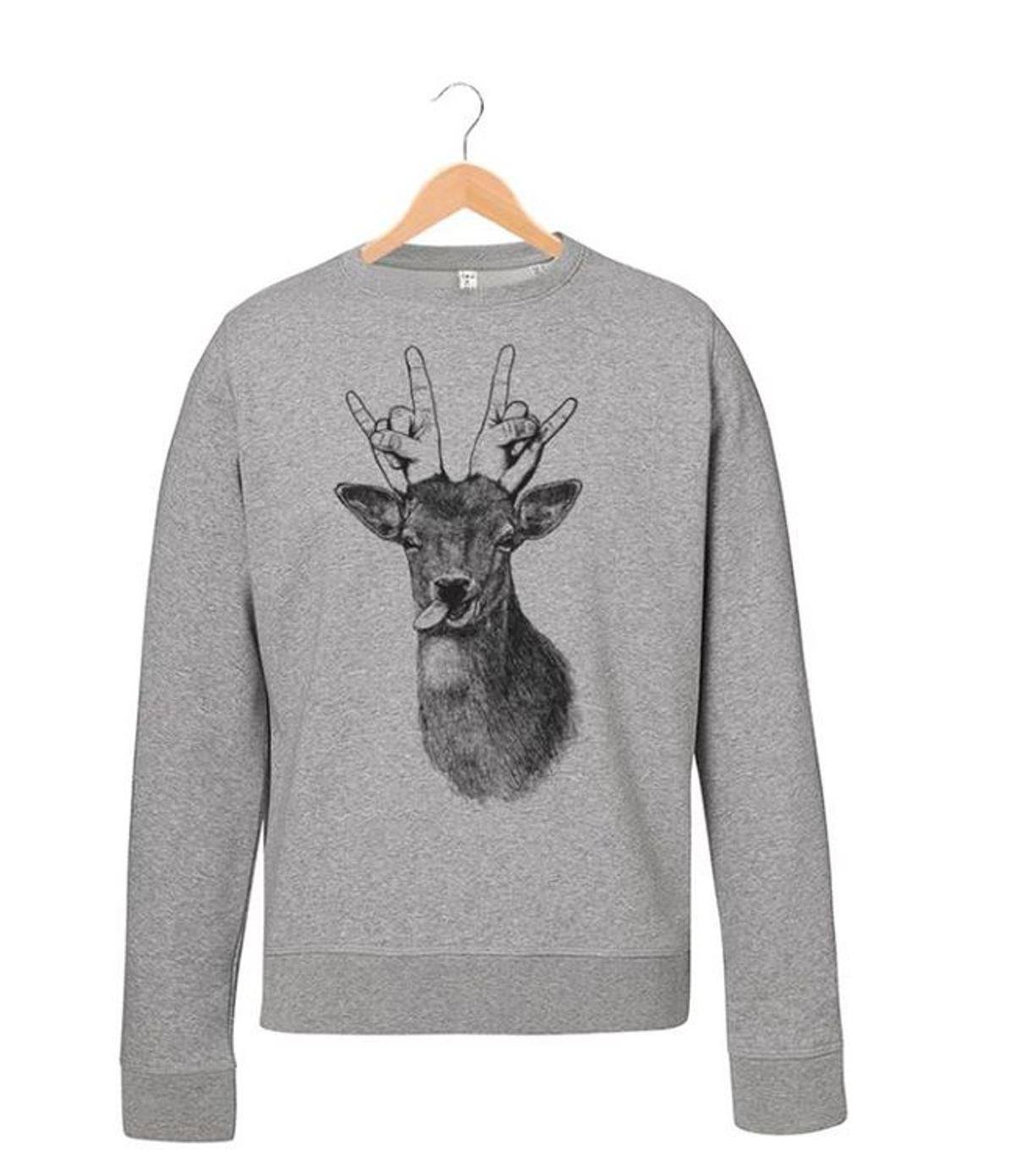 Sudadera con serigrafía de ciervo