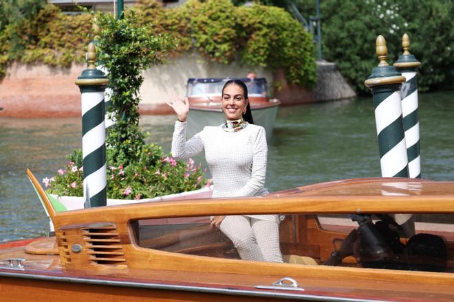 Georgina Rodríguez llegando al Festival de cine de Venecia 2022