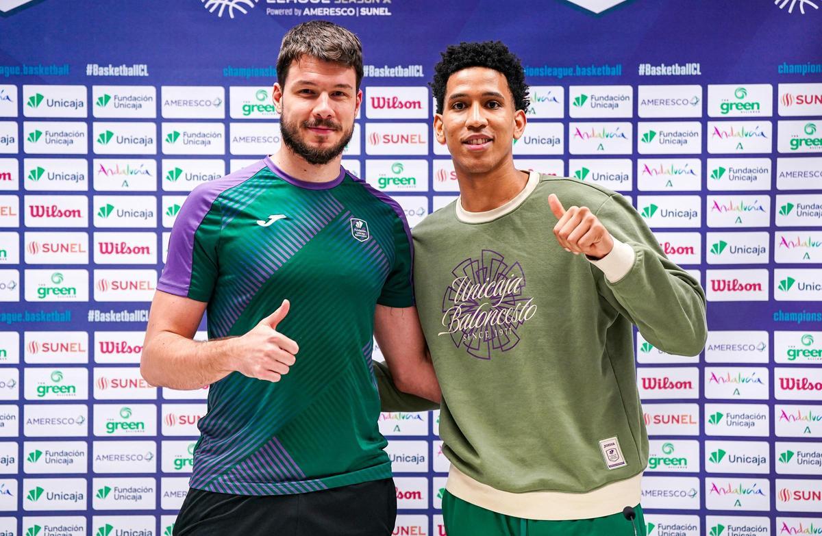 Rueda de prensa conjunta de Jonathan Barreiro y Tyson Perez.Palacio de los Deportes Jose Maria Martin Carpena.Temporada 2025-2026.