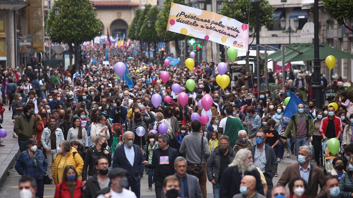 Los partidarios de la cooficialidad del asturiano se manifiestan en Oviedo