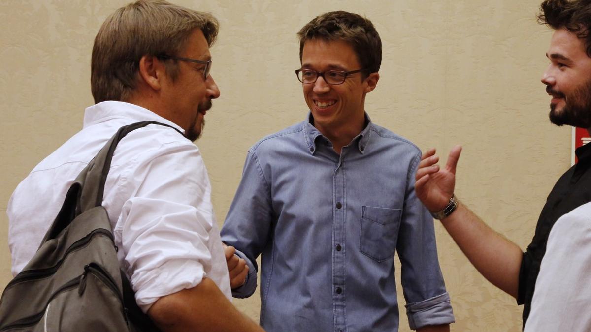 Errejón y Rufián, con Domènech.