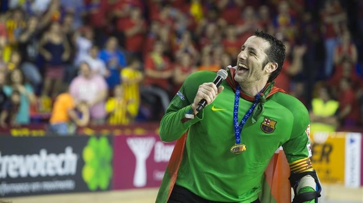 El porter i capità del Barça d’hoquei sobre patins, Aitor Egurrola. El porter i capità del Barça d’hoquei sobre patins, Aitor Egurrola.