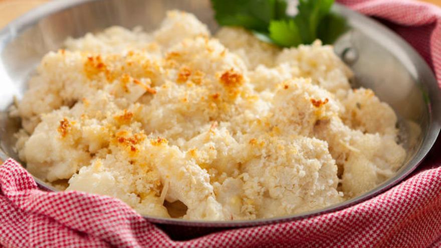 Proposta de presentació del plat de coliflor gratinada.