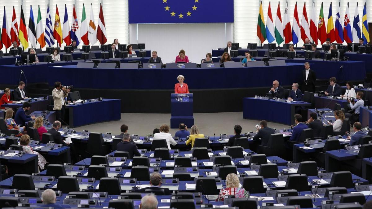 Von der Leyen, durant la seva intervenció d’ahir davant el Parlament Europeu. | EFE