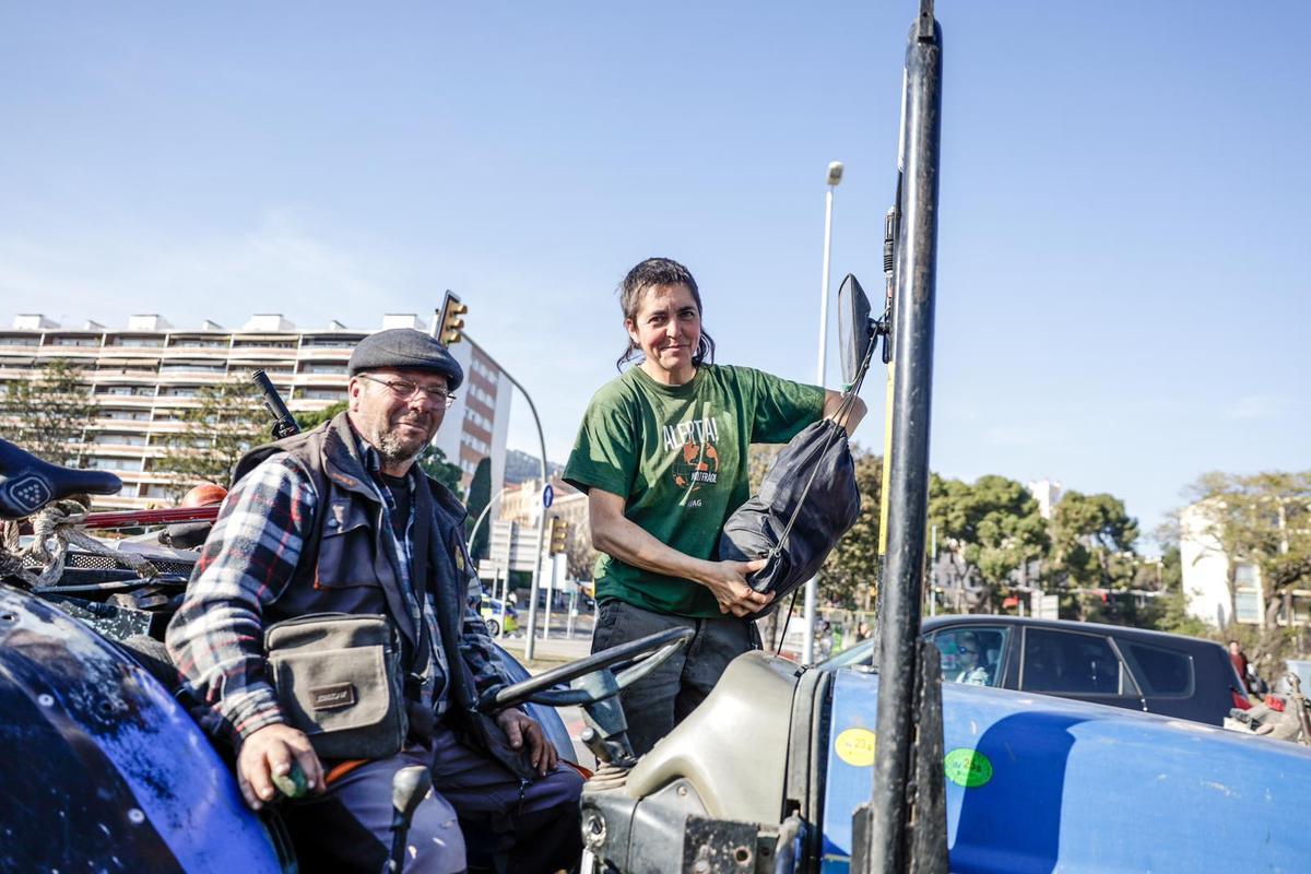 Manifestación de tractores en la Diagonal de Barcelona