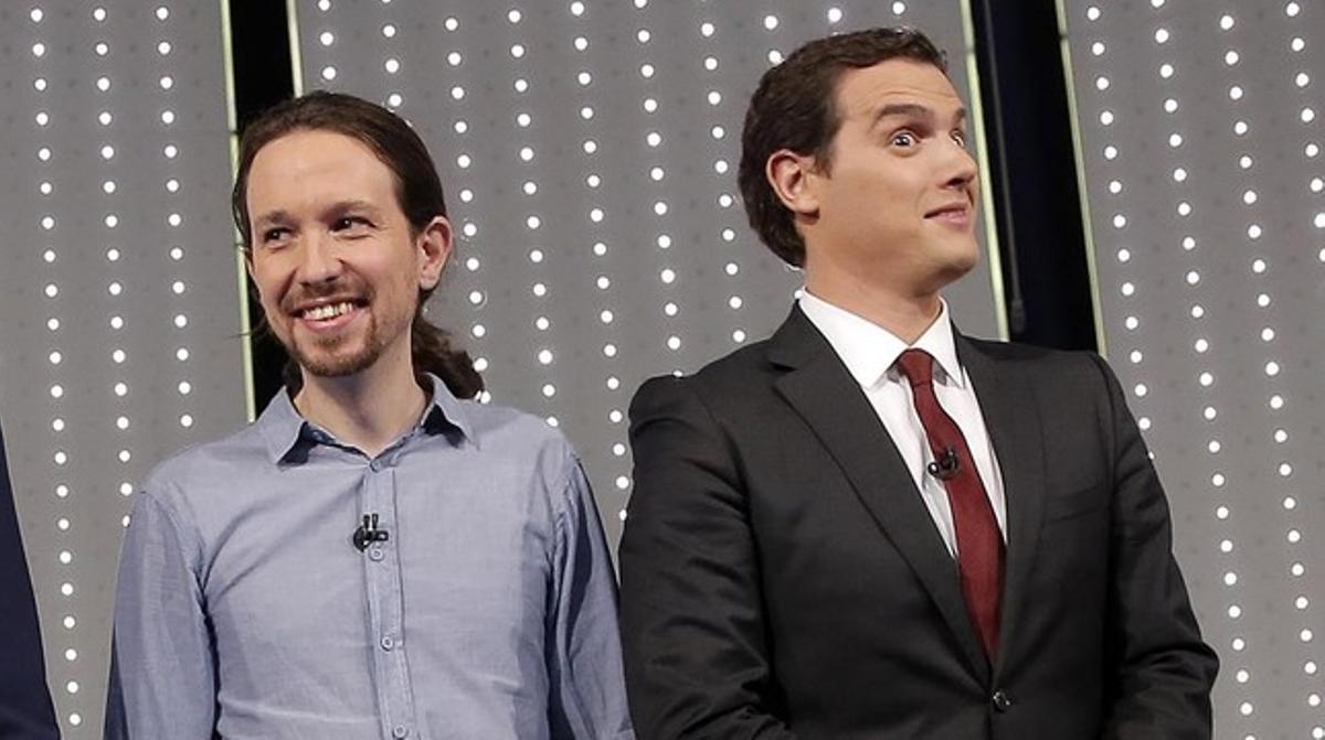 Pablo Iglesias y Albert Rivera, en el debate a cuatro celebrado el pasado lunes.