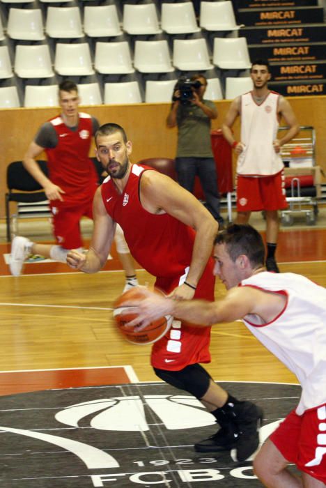 Entrenament del Bàsquet Girona a Fontajau