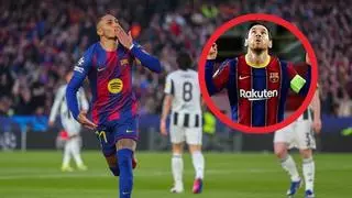 Raphinha recoge el testigo de Leo Messi con su gol en el Spotify Camp Nou en Champions League
