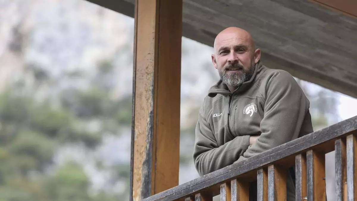 Pepín Tuñón, el padre humano de "Paca" y Tola" y ahora de "Molina", que educa sobre el oso desde una de las sendas más turísticas de Asturias