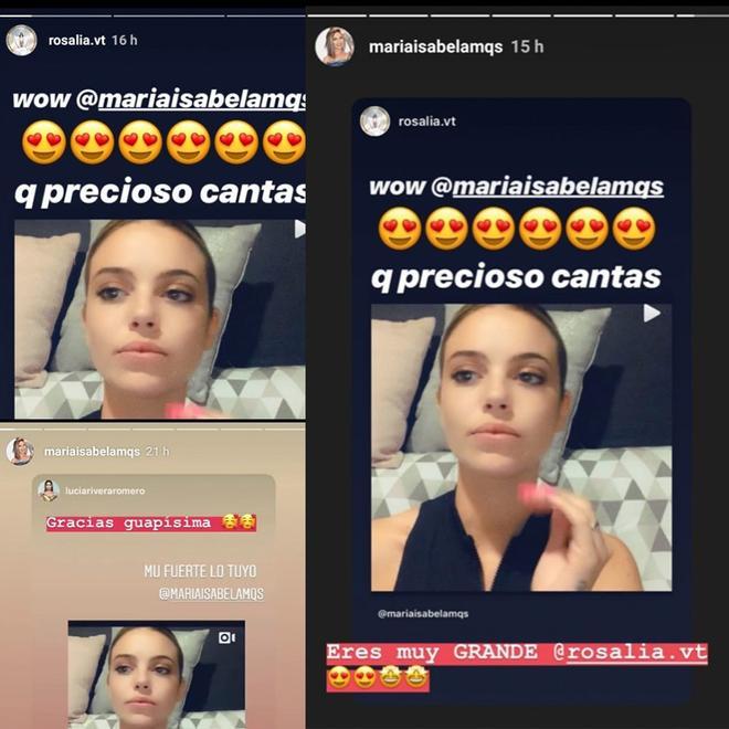 Instagram 'story' de María Isabel con felicitaciones por su cover