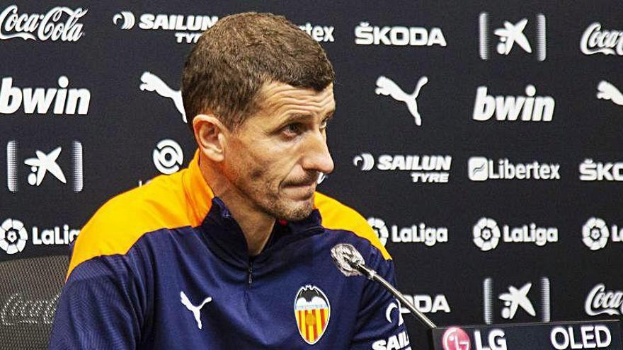 Javi Gracia, en la sala de prensa de Paterna.