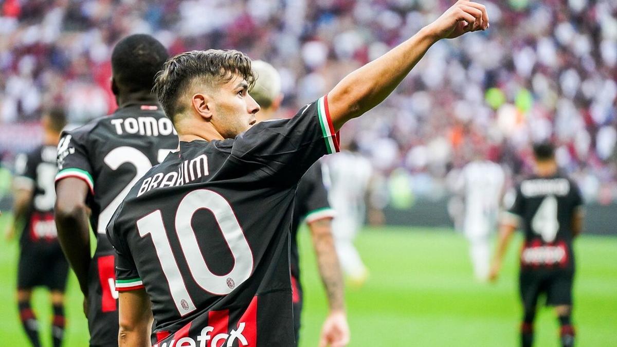 Brahim Diaz celebra un gol con el AC Milan