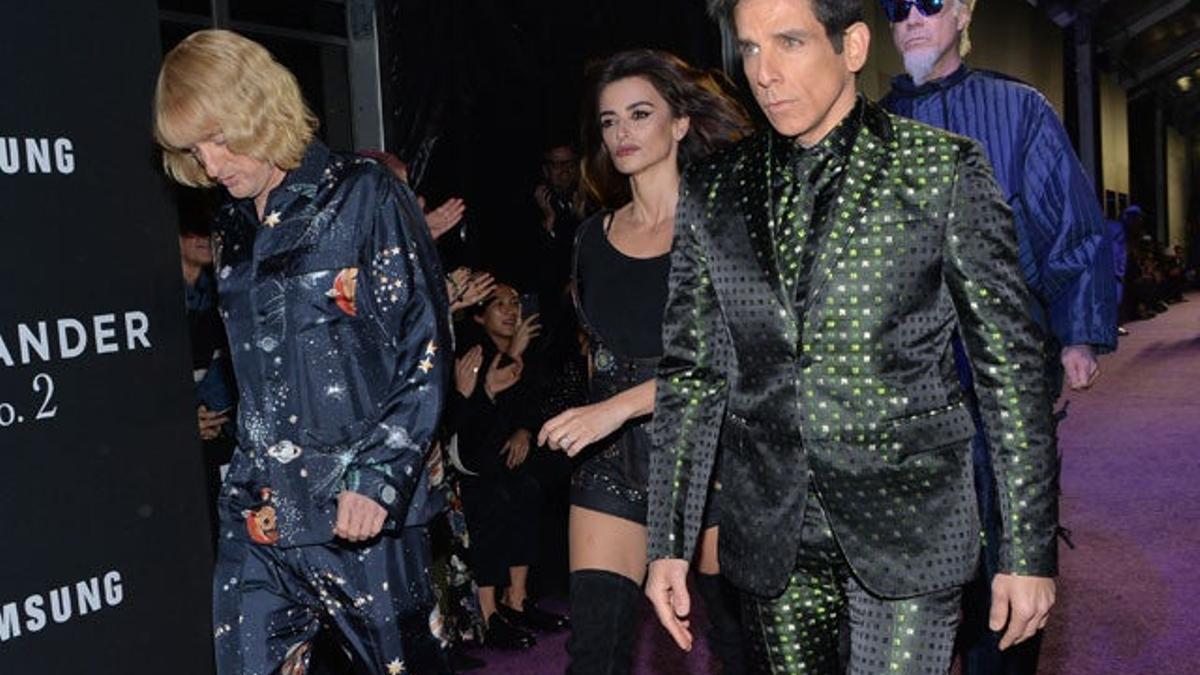 Owen Wilson, Penélope Cruz, Ben Stiller y Will Ferrell, en el estreno de Zoolander 2 en Nueva York
