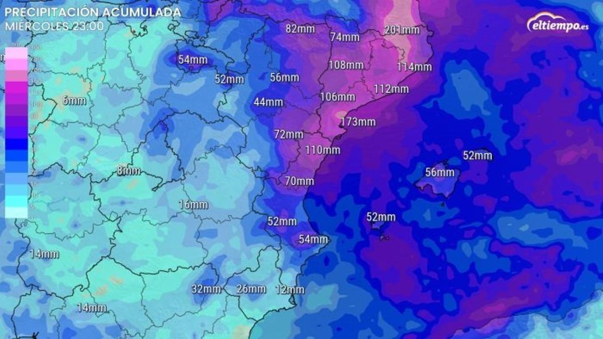 Precipitación acumulada tras el paso de la borrasca Harry