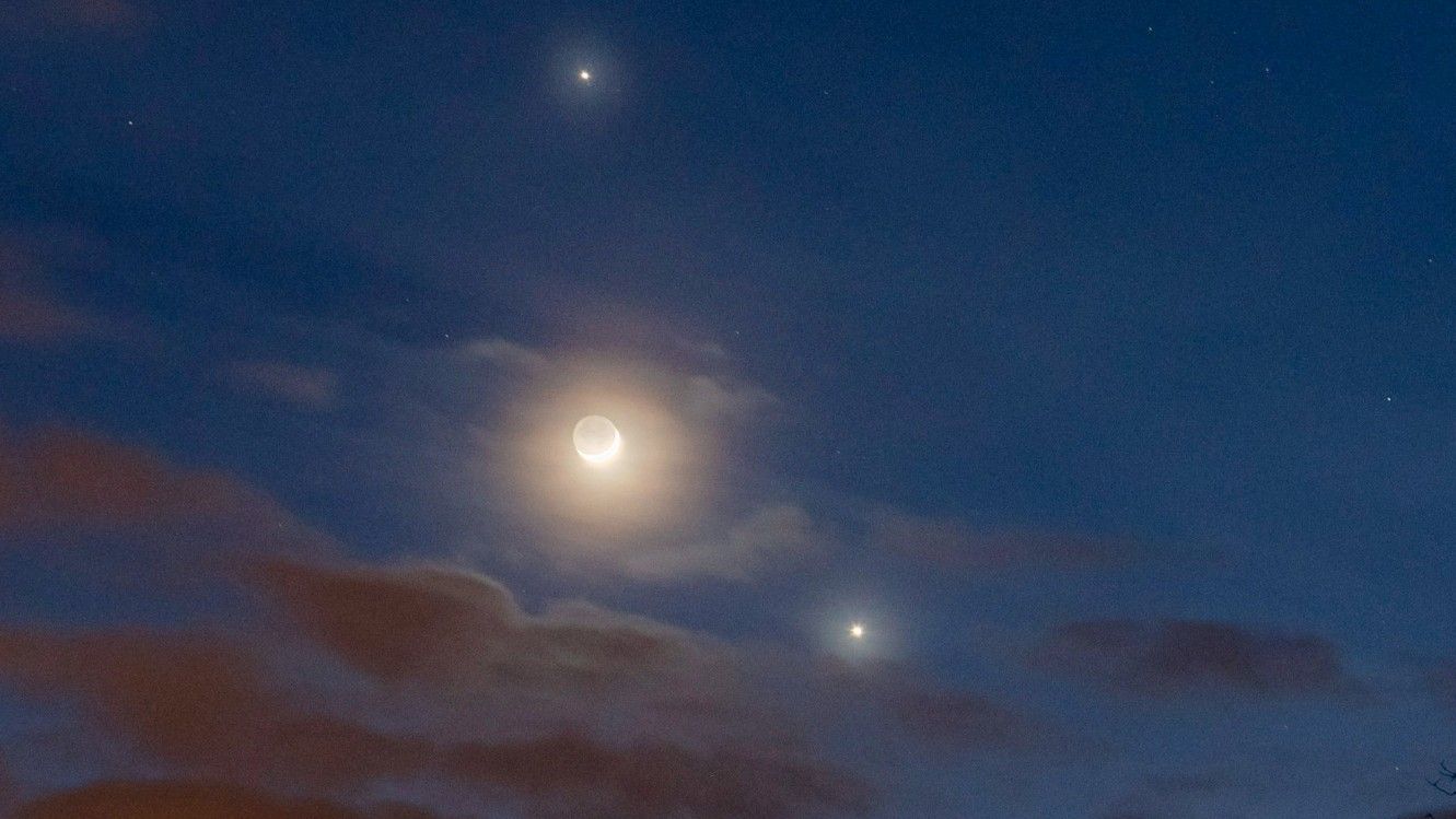 Júpiter, la Luna y Venus, observados cerca de Salgotarjan (Hungría)