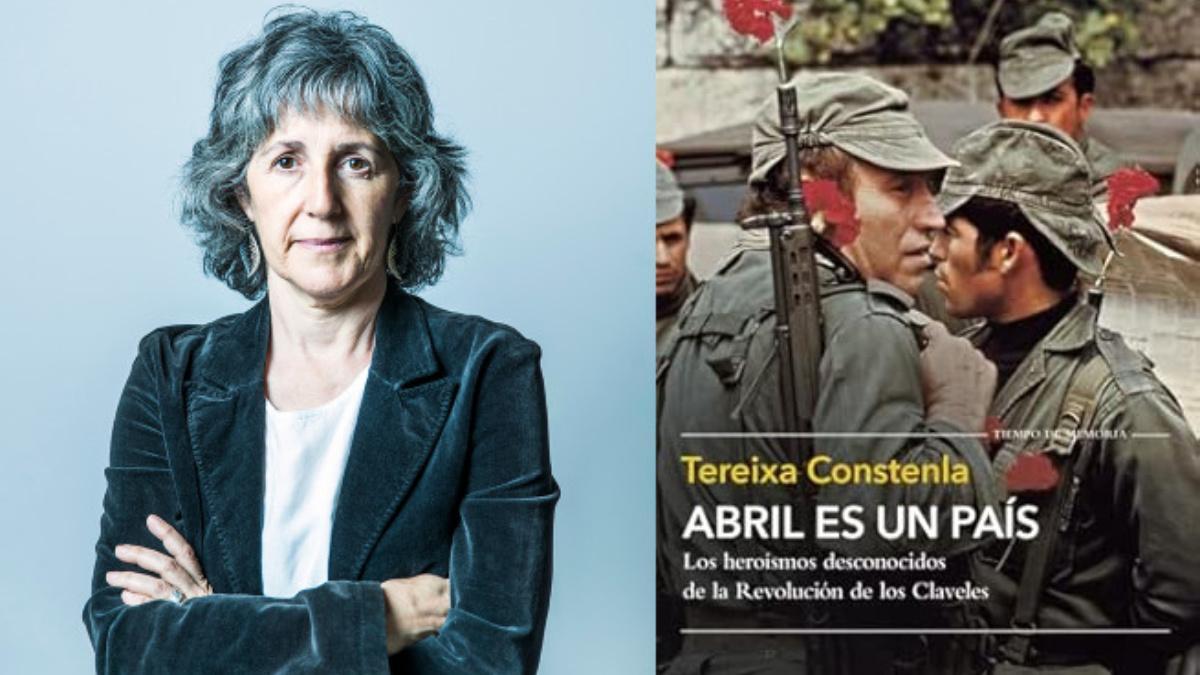 La periodista gallega Tereixa Constenla y la portada del libroque presenta en Santiago