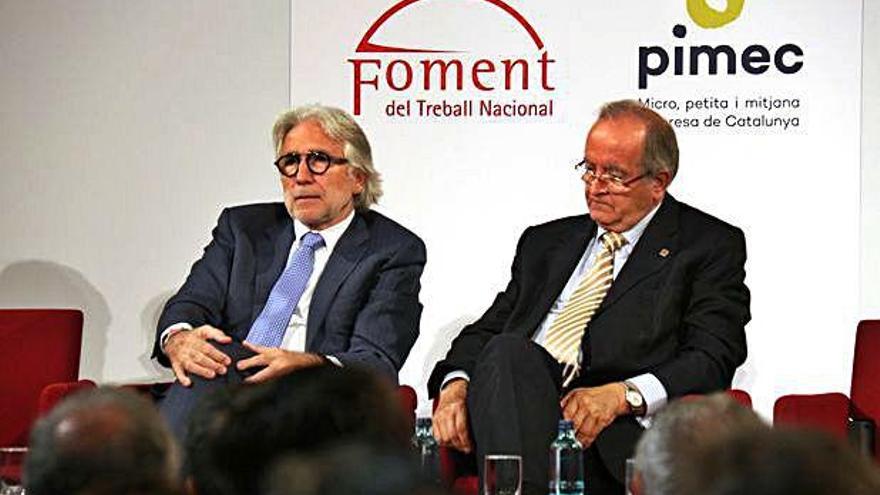 El president de Foment del Treball, Josep Sánchez Llibre, i el president de Pimec, Josep González