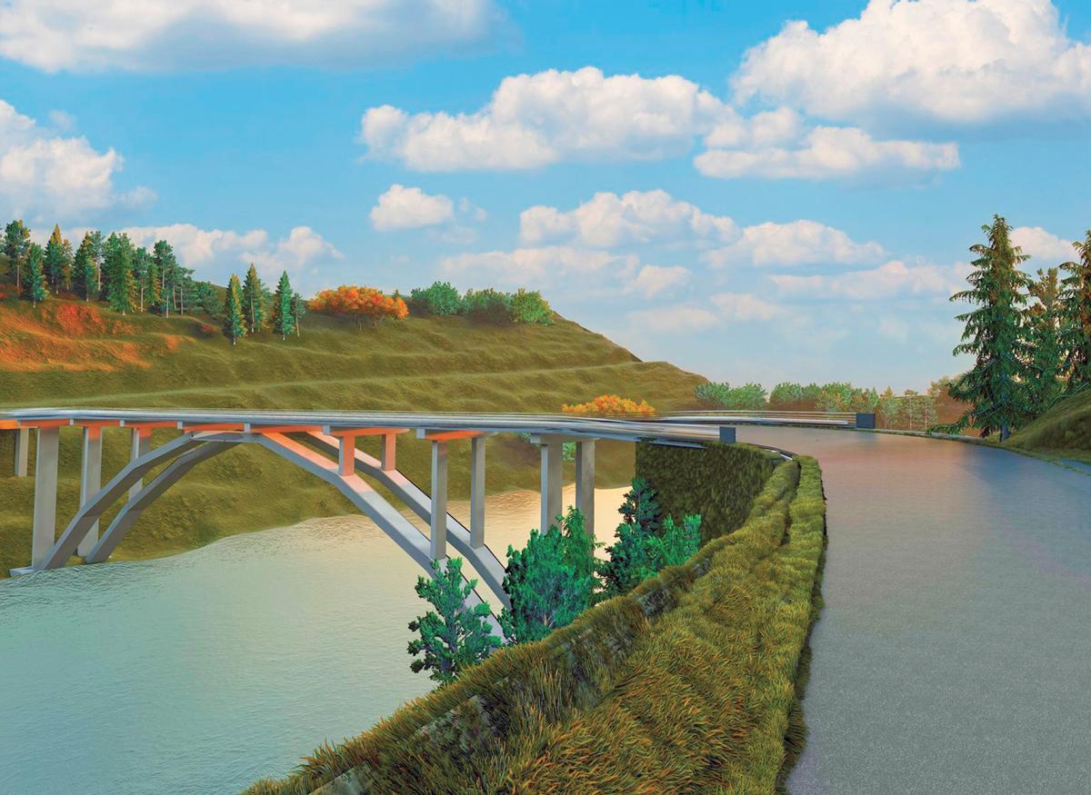 Recreación del puente sobre el río Sever.